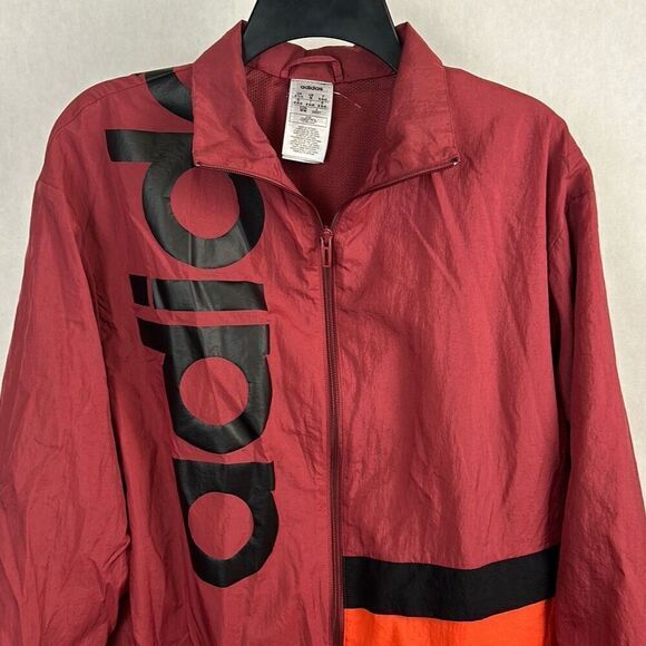 Adidas Big Logo Colorblock Jacket Windbreaker Sz Medium Orange Red Pink Black - Picture 3 of 12